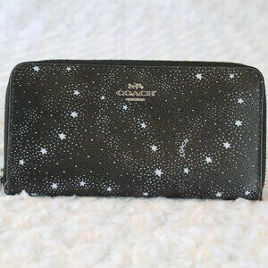 NWOT Coach Zip Wallet - Black with White Stars
